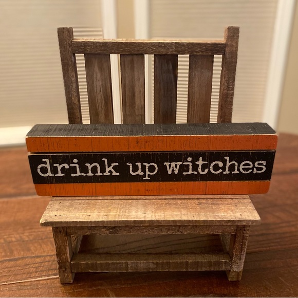 Drink Up Witches Sign, Halloween Wood Sign Primitives By Kathy, Halloween Decor - Picture 5 of 12
